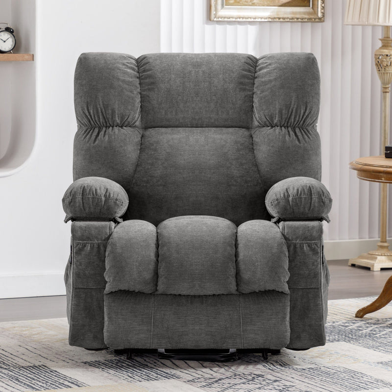 JONPONY Power Lift Recliner Chair Recliners for Elderly with Heat and Massage Recliner Chair for Living Room with Infinite Position and Side Pocket,USB Charge Port,Grey