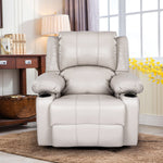 JONPONY 38.19" Wide Manual Swivel Rocker Recliner Chair,Velvet sofa with Massager and Heat,Usb, Cup holders -GREY