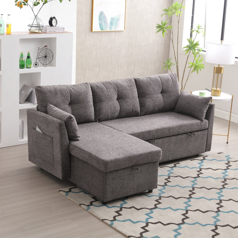 JONPONY 81.1" Modular Sectional Sofa L Shaped Modular Couch with Reversible Chaise Modular Sofa Sectional Couch with Storage Seats,Grey