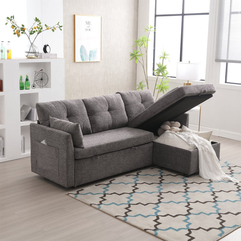 JONPONY 81.1" Modular Sectional Sofa L Shaped Modular Couch with Reversible Chaise Modular Sofa Sectional Couch with Storage Seats,Grey