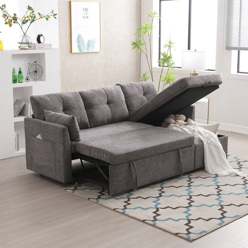 JONPONY 81.1" Modular Sectional Sofa L Shaped Modular Couch with Reversible Chaise Modular Sofa Sectional Couch with Storage Seats,Grey