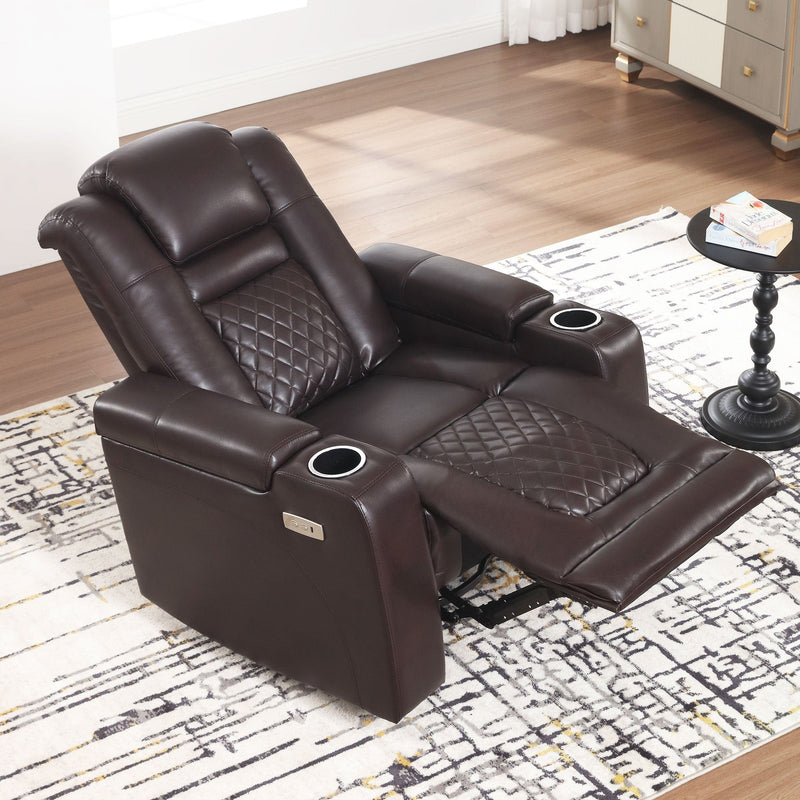 JONPONY Home Power Recliner Chair with USB Ports and Cup Holders,Electric Home Theater Seating with Hidden Arm Storage,Black