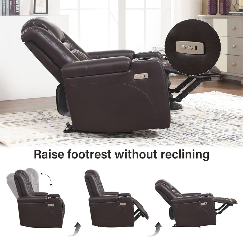 JONPONY Home Power Recliner Chair with USB Ports and Cup Holders,Electric Home Theater Seating with Hidden Arm Storage,Black