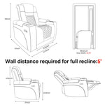 JONPONY Home Power Recliner Chair with USB Ports and Cup Holders,Electric Home Theater Seating with Hidden Arm Storage,Black