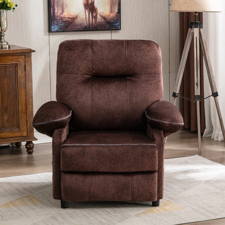 JONPONY Massage Recliner Chair Fabric Overstuffed Lounge Single Sofa for Living Room Comfy Chair with Heating and Vibration Function,Dark Brown