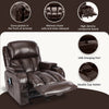 JONPONY Massage Rocker Recliner Chair with Vibration Massage and Heat Ergonomic Lounge Chair for Living Room with Rocking Function and Side Pocket, 2 Cup Holders, USB Charge Port,Brown