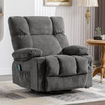 JONPONY Massage Rocker Recliner Chair with Vibration Massage and Heat Ergonomic Lounge Chair for Living Room with Rocking Function and Side Pocket, 2 Cup Holders, USB Charge Port,Grey