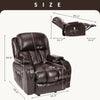 JONPONY Massage Rocker Recliner Chair with Vibration Massage and Heat Ergonomic Lounge Chair for Living Room with Rocking Function and Side Pocket, 2 Cup Holders, USB Charge Port,Brown