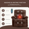 JONPONY Massage Rocker Recliner Chair with Vibration Massage and Heat Ergonomic Lounge Chair for Living Room with Rocking Function and Side Pocket, 2 Cup Holders, USB Charge Port,Brown