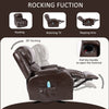 JONPONY Massage Rocker Recliner Chair with Vibration Massage and Heat Ergonomic Lounge Chair for Living Room with Rocking Function and Side Pocket, 2 Cup Holders, USB Charge Port,Brown