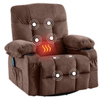 JONPONY Massage Rocker Recliner Chair with Vibration Massage and Heat Ergonomic Lounge Chair for Living Room with Rocking Function and Side Pocket, 2 Cup Holders, USB Charge Port,Brown