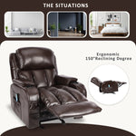 JONPONY Massage Rocker Recliner Chair with Vibration Massage and Heat Ergonomic Lounge Chair for Living Room with Rocking Function and Side Pocket, 2 Cup Holders, USB Charge Port,Brown