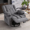 JONPONY Massage Swivel Rocker Recliner Chair with Vibration Massage and Heat Ergonomic Lounge Chair for Living Room with Rocking Function and Side Pocket, 2 Cup Holders, USB Charge Port,Grey