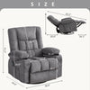 JONPONY Massage Swivel Rocker Recliner Chair with Vibration Massage and Heat Ergonomic Lounge Chair for Living Room with Rocking Function and Side Pocket, 2 Cup Holders, USB Charge Port,Grey