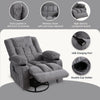 JONPONY Massage Swivel Rocker Recliner Chair with Vibration Massage and Heat Ergonomic Lounge Chair for Living Room with Rocking Function and Side Pocket, 2 Cup Holders, USB Charge Port,Grey