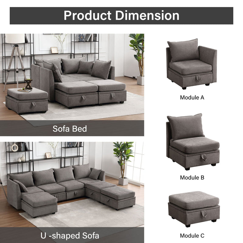 JONPONY Modular Sectional Sofa with Storage, Washable Sectional Couch with Changeable Covers, Corner Seat for Modular Sofa