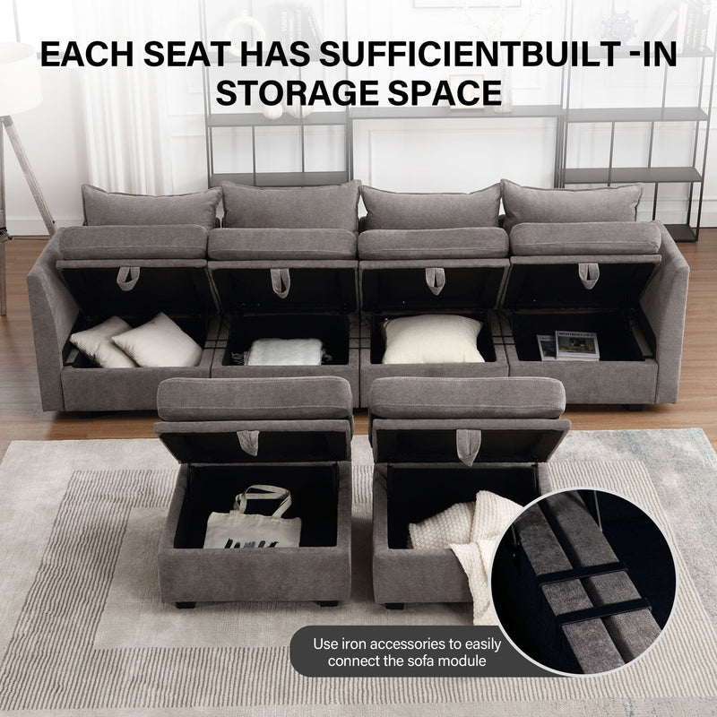 JONPONY Storage Ottoman for Modular Sectional Sofa