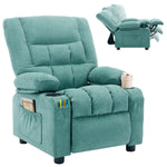 JONPONY Kids Recliner Chair，Push Back Toddler Recliner with Cup Holders & Side Pockets， Adjustable Footrest & Headrest Kids Sofa for Boys Girls 3+ Age Group, Grey
