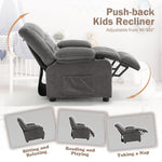JONPONY Kids Recliner Chair，Push Back Toddler Recliner with Cup Holders & Side Pockets， Adjustable Footrest & Headrest Kids Sofa for Boys Girls 3+ Age Group, Grey