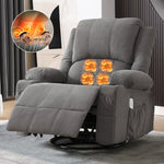 JONPONY Kneading Massage Rocker Recliner Chair with 4 Point Back Kneading Massage and Heat Ergonomic Lounge Chair for Living Room with Rocking Function and 2 Cup Holders, USB Charge Port,Gray