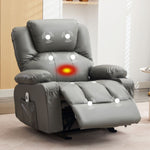 JONPONY Manual Recliner Chair with Heat Therapy and Massage Function, Heavy Duty Reclining Mechanism Massage Chair, Elderly Single Rocker Sofa with Cup Holders for Bedroom Home Theater,Black