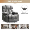 JONPONY Manual Recliner Chair with Heat Therapy and Massage Function, Heavy Duty Reclining Mechanism Massage Chair, Elderly Single Rocker Sofa with Cup Holders for Bedroom Home Theater,Grey