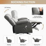 JONPONY Manual Recliner Chair with Heat Therapy and Massage Function, Heavy Duty Reclining Mechanism Massage Chair, Elderly Single Rocker Sofa with Cup Holders for Bedroom Home Theater,Grey