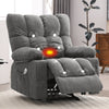 JONPONY Manual Recliner Chair with Heat Therapy and Massage Function, Heavy Duty Reclining Mechanism Massage Chair, Elderly Single Rocker Sofa with Cup Holders for Bedroom Home Theater,Grey