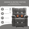 JONPONY Manual Recliner Chair with Heat Therapy and Massage Function, Heavy Duty Reclining Mechanism Massage Chair, Elderly Single Rocker Sofa with Cup Holders for Bedroom Home Theater,Grey