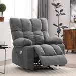 JONPONY Manual Recliner Chair with Heat Therapy and Massage Function, Heavy Duty Reclining Mechanism Massage Chair, Elderly Single Rocker Sofa with Cup Holders for Bedroom Home Theater,Grey