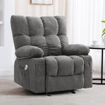 JONPONY Manual Recliner Chair with Heat Therapy and Massage Function, Heavy Duty Reclining Mechanism Massage Chair, Elderly Single Rocker Sofa with Cup Holders for Bedroom Home Theater,Grey