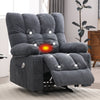 JONPONY Manual Recliner Chair with Heat Therapy and Massage Function, Heavy Duty Reclining Mechanism Massage Chair, Elderly Single Rocker Sofa with Cup Holders for Bedroom Home Theater,Grey