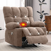 JONPONY Manual Recliner Chair with Heat Therapy and Massage Function, Heavy Duty Reclining Mechanism Massage Chair, Elderly Single Rocker Sofa with Cup Holders for Bedroom Home Theater,Grey