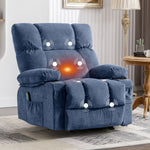 JONPONY Massage Rocker Recliner Chair with Vibration Massage and Heat Ergonomic Lounge Chair for Living Room with Rocking Function and Side Pocket, 2 Cup Holders, USB Charge Port,Grey