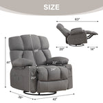 JONPONY Massage Rocker Recliner Chair with Vibration Massage and Heat Ergonomic Lounge Chair for Living Room with Rocking Function and Side Pocket, 2 Cup Holders, USB Charge Port,Grey