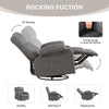 JONPONY Massage Rocker Recliner Chair with Vibration Massage and Heat Ergonomic Lounge Chair for Living Room with Rocking Function and Side Pocket, 2 Cup Holders, USB Charge Port,Grey