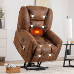 JONPONY Power Lift Recliner Chair for Elderly ,Massage Chair Full Body for Living Room with Infinite Position and Side Pocket,USB Charge Port,Light Brown