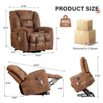 JONPONY Power Lift Recliner Chair for Elderly ,Massage Chair Full Body for Living Room with Infinite Position and Side Pocket,USB Charge Port,Light Brown