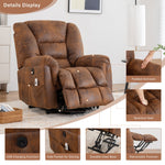 JONPONY Power Lift Recliner Chair for Elderly ,Massage Chair Full Body for Living Room with Infinite Position and Side Pocket,USB Charge Port,Light Brown