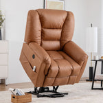 JONPONY Power Lift Recliner Chair for Elderly ,Massage Chair Full Body for Living Room with Infinite Position and Side Pocket,USB Charge Port,Light Brown