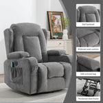 JONPONY Power Lift Recliner Chair for Elderly with Heat and Vibration Massage Recliner Chair with Dual Cup Holders for Living Room- Infinite Position, Side Pocket,Gray