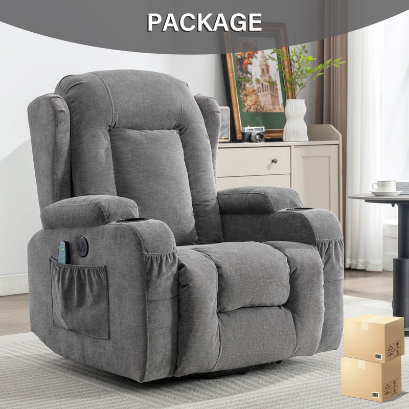 JONPONY Power Lift Recliner Chair for Elderly with Heat and Vibration Massage Recliner Chair with Dual Cup Holders for Living Room- Infinite Position, Side Pocket,Gray