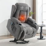 JONPONY Power Lift Recliner Chair for Elderly with Heat and Vibration Massage Recliner Chair with Dual Cup Holders for Living Room- Infinite Position, Side Pocket,Gray
