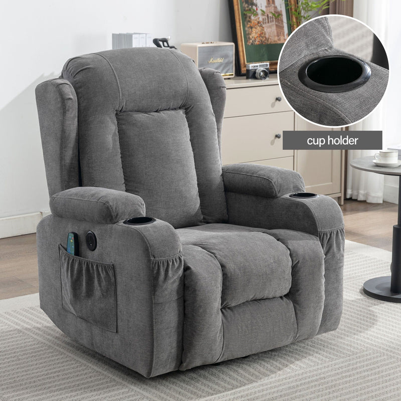 JONPONY Power Lift Recliner Chair for Elderly with Heat and Vibration Massage Recliner Chair with Dual Cup Holders for Living Room- Infinite Position, Side Pocket,Gray