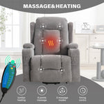 JONPONY Power Lift Recliner Chair for Elderly with Heat and Vibration Massage Recliner Chair with Dual Cup Holders for Living Room- Infinite Position, Side Pocket,Gray