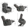 JONPONY Power Lift Recliner Chair for Elderly with Heat and Vibration Massage Recliner Chair with Dual Cup Holders for Living Room- Infinite Position, Side Pocket,Gray