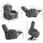 JONPONY Power Lift Recliner Chair for Elderly with Heat and Vibration Massage Recliner Chair with Dual Cup Holders for Living Room- Infinite Position, Side Pocket,Gray