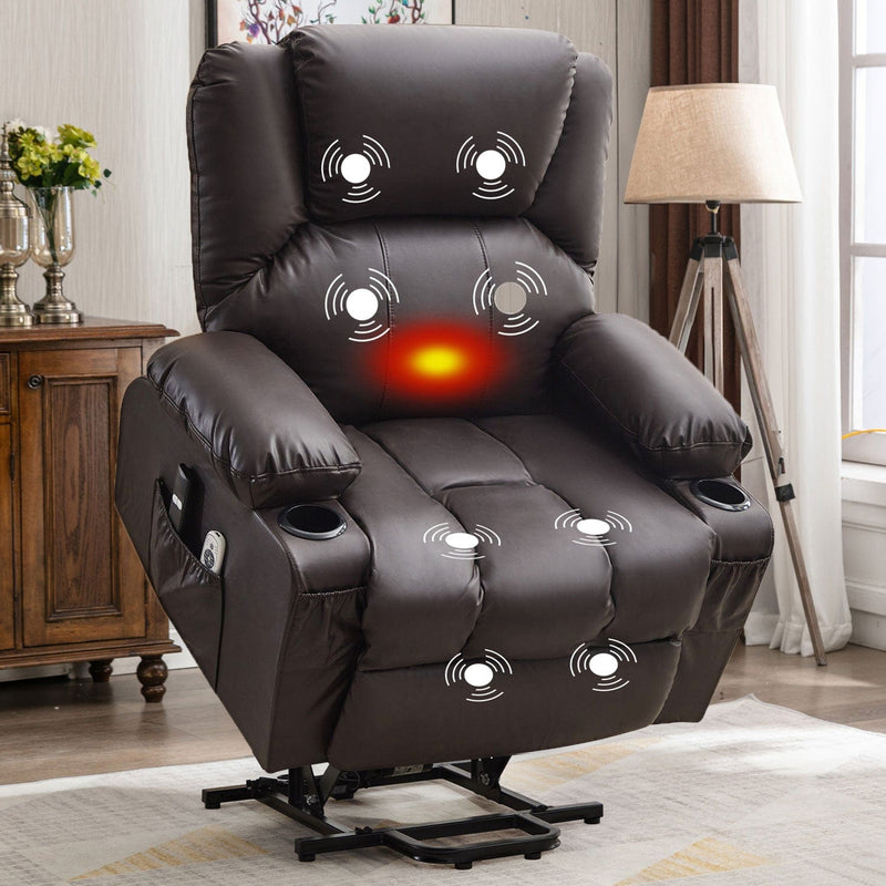 JONPONY Power Lift Recliner Chair Recliners for Elderly with Heat and Massage Recliner Chair for Living Room with Infinite Position and Side Pocket,USB Charge Port,Black