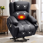 JONPONY Power Lift Recliner Chair Recliners for Elderly with Heat and Massage Recliner Chair for Living Room with Infinite Position and Side Pocket,USB Charge Port,Black