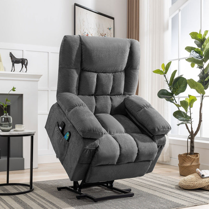 JONPONY Power Lift Recliner Chair Recliners for Elderly with Heat and Massage Recliner Chair for Living Room with Infinite Position and Side Pocket,USB Charge Port,Brown